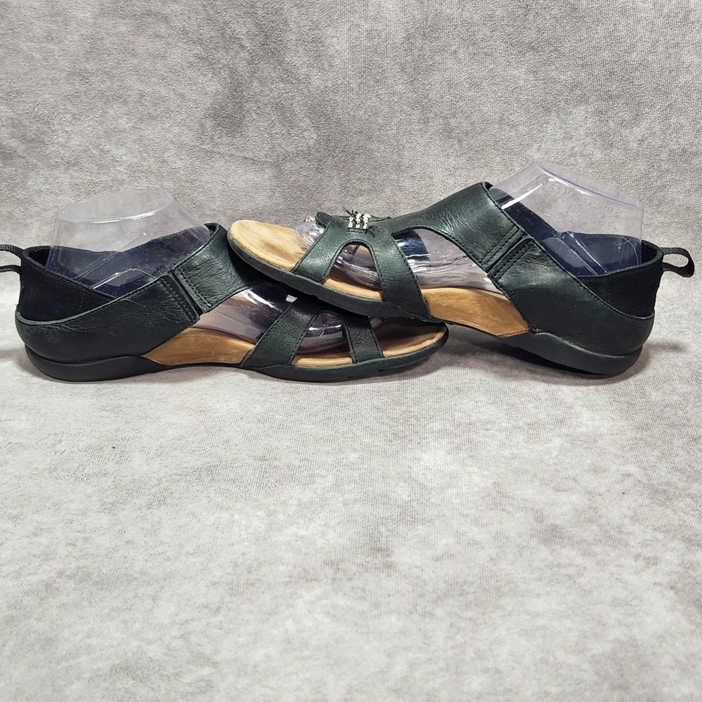 Merrell Flaxen Black Leather Strappy Sandals Womens 9 J89348 Flat Comfort Shoes - Picture 5 of 7